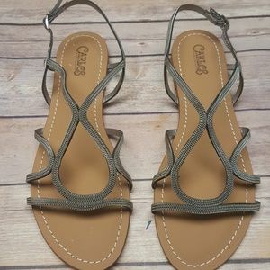 NWT Carlos Santana Pewter Chain Sandals